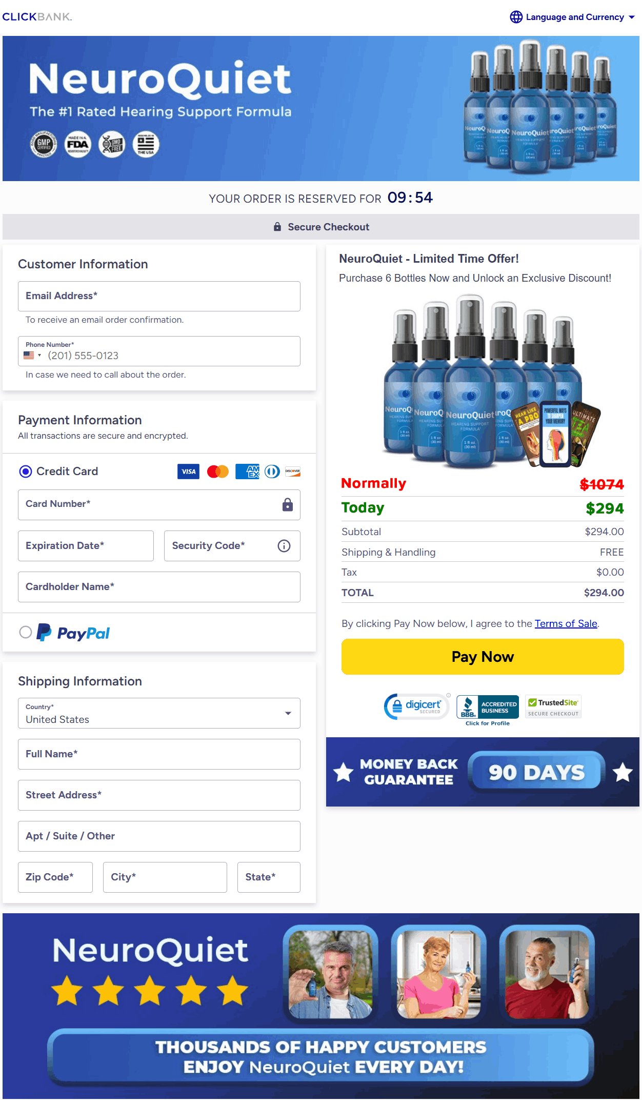 NeuroQuiet official website order page
